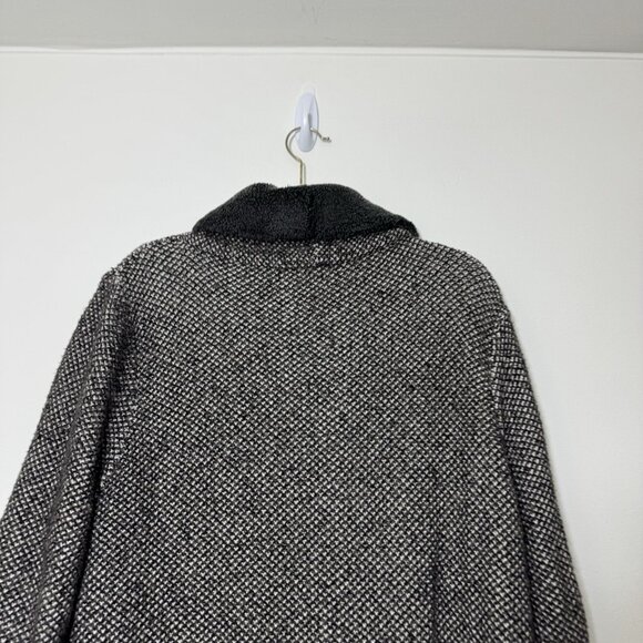J. Jill Soft Tweed Knit Cardigan Duster Jacket Size L With A Fleece Lined Collar - Picture 6 of 8